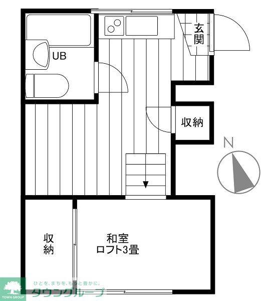 サンハイツ(ワンルーム/2階)の間取り写真