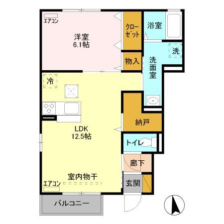 ドルチェI(1LDK/1階)の間取り写真