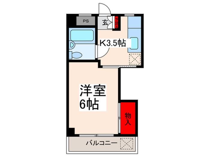 パークサイドハイツ(1K/3階)の間取り写真