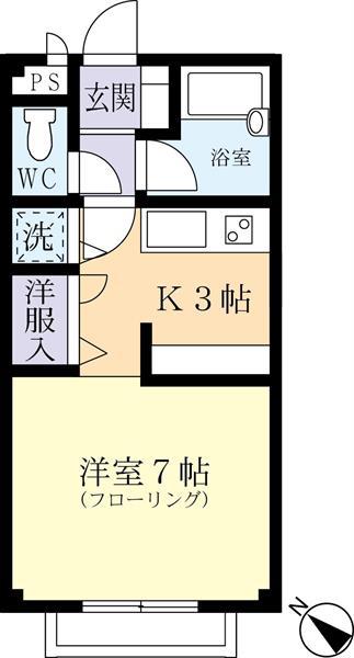 SAISON CLUBII(1DK/2階)の間取り写真