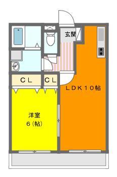 ZEUS(1LDK/2階)の間取り写真