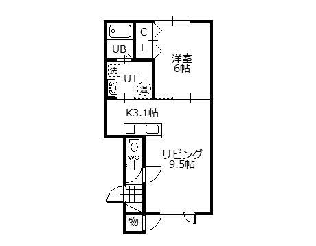 SKY-ZELL(1LDK/2階)の間取り写真