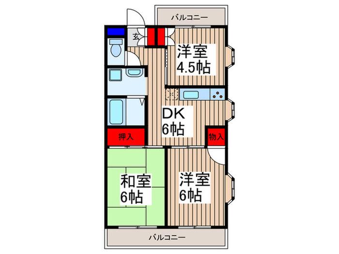 ジュネス A館(3DK/3階)の間取り写真