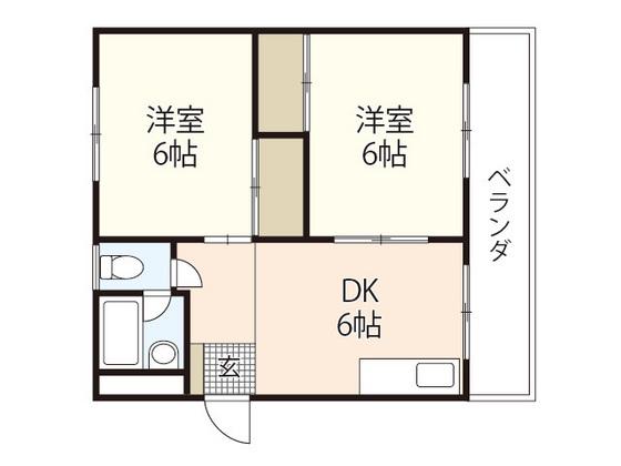 谷口第1マンション(2DK/4階)の間取り写真