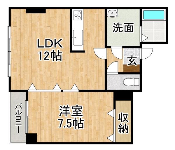 エクセル(1LDK/4階)の間取り写真