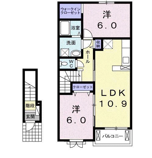 アンジュ・ココ(2LDK/2階)の間取り写真