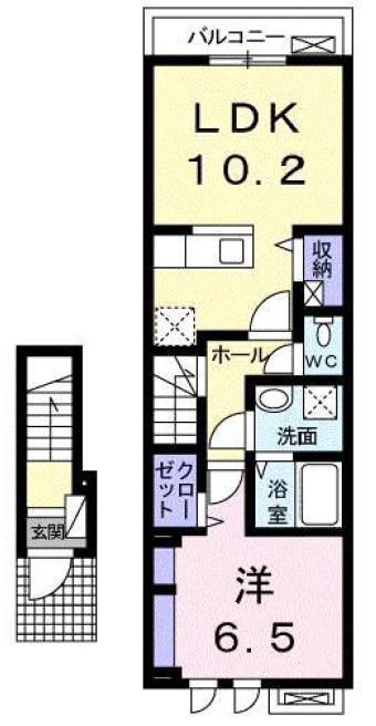 CASA DOMANI I(1LDK/2階)の間取り写真