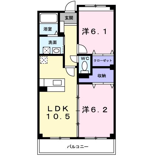 アンダンテ(2LDK/2階)の間取り写真