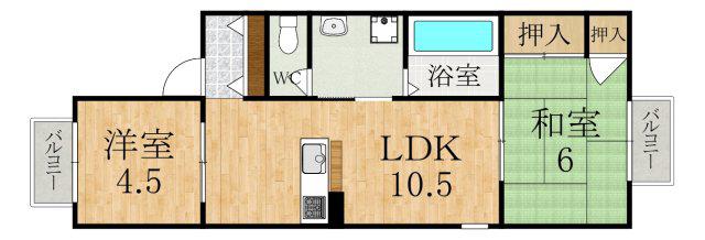 シグナスハイツ(2LDK/1階)の間取り写真