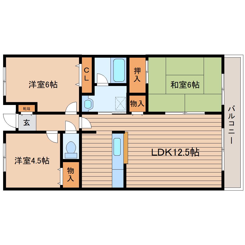 コラム南山壱番館(3LDK/1階)の間取り写真
