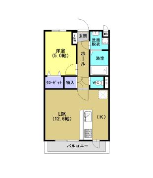 アクロス(1LDK/2階)の間取り写真