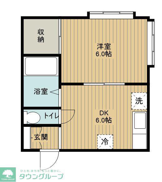 グリーンハイム(1DK/1階)の間取り写真