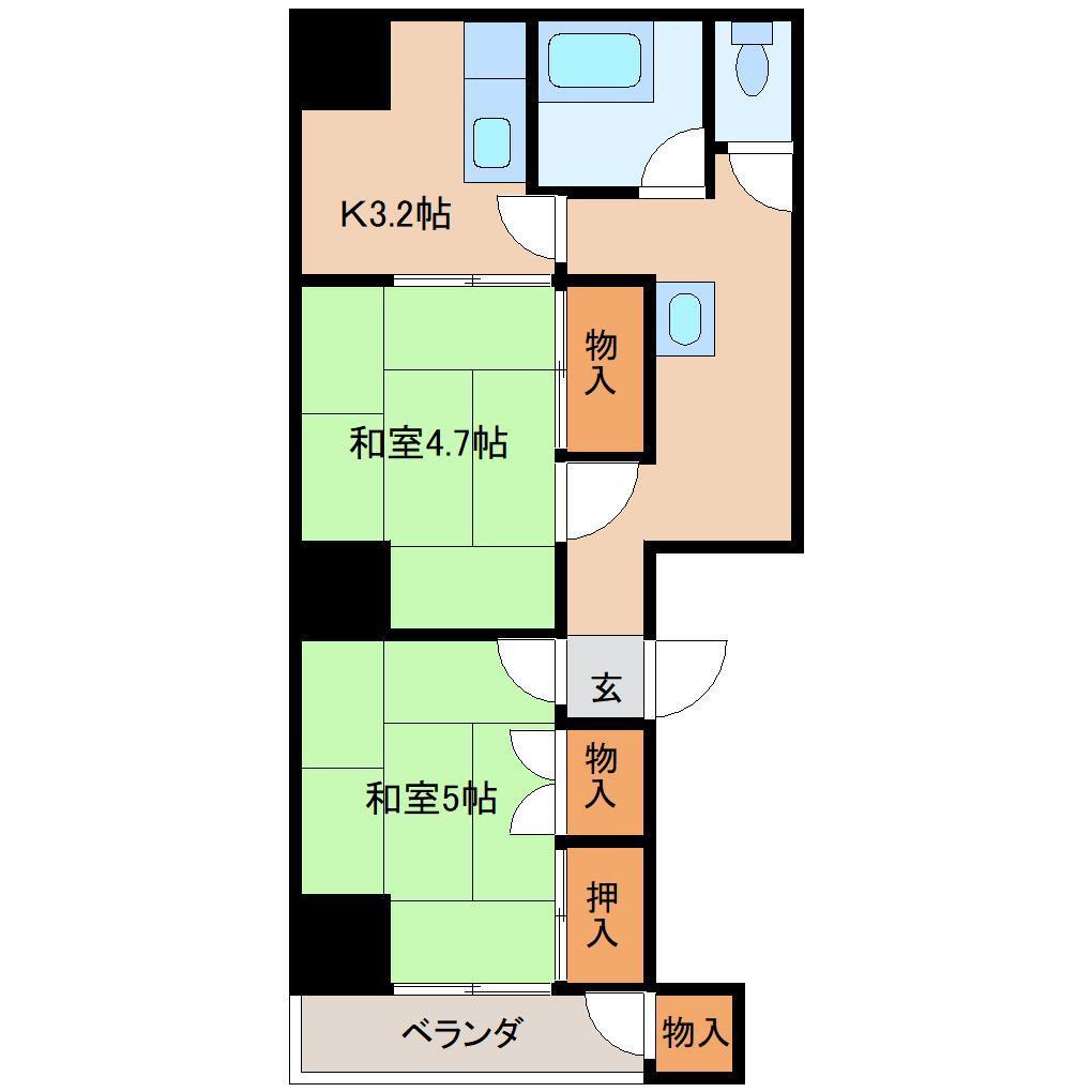 TAKEビル(2K/4階)の間取り写真