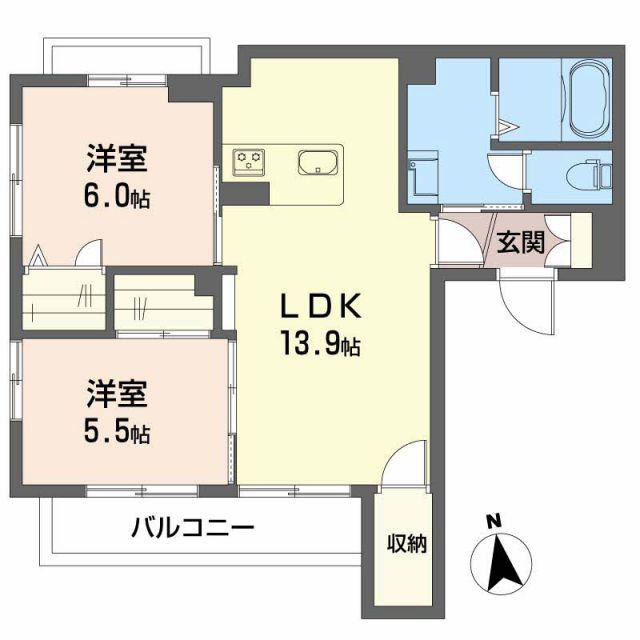 シャーメゾンUR(2LDK/3階)の間取り写真