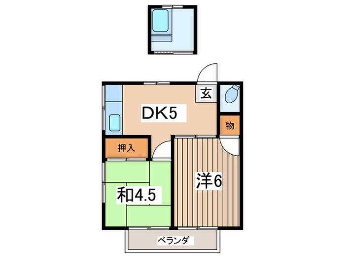 細谷アパ-ト(2DK/1階)の間取り写真