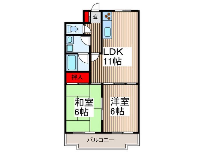 ラーバンライブ武蔵浦和(2LDK/2階)の間取り写真