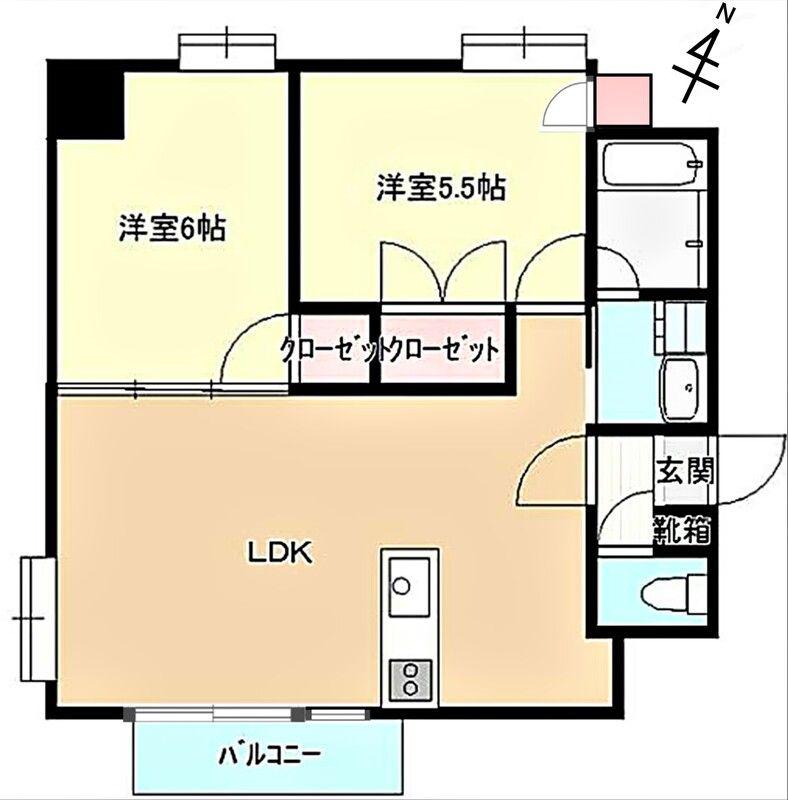 グリーンコート南熊本(2LDK/11階)の間取り写真