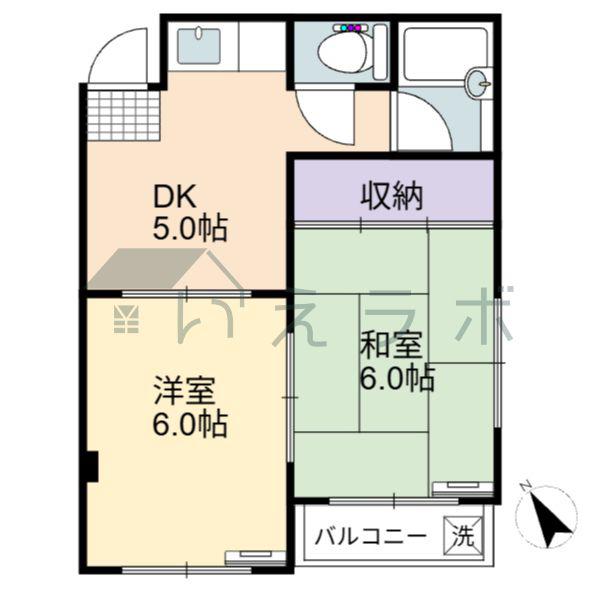 土佐くろしお鉄道阿佐線 安芸駅 徒歩14分 5階建 築34年(2DK/3階)の間取り写真