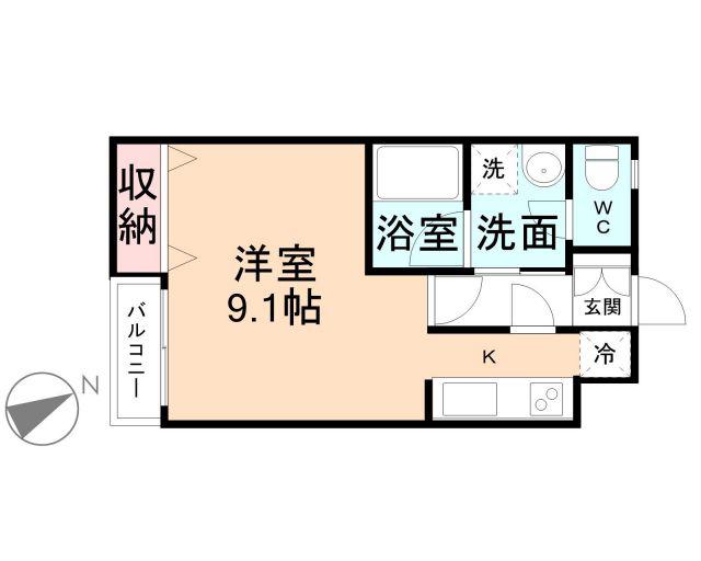 オーベルジュ駅南南田町(1K/2階)の間取り写真