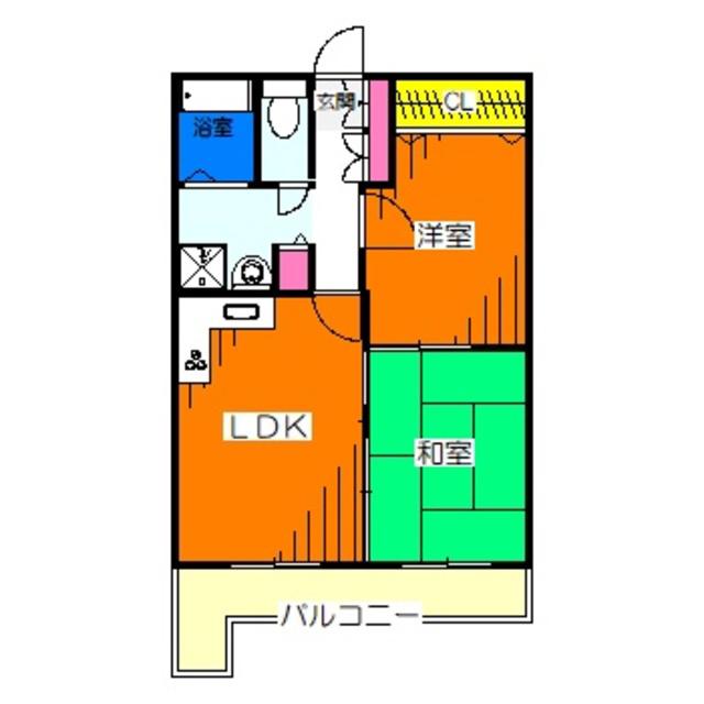メゾン川口(2LDK/1階)の間取り写真