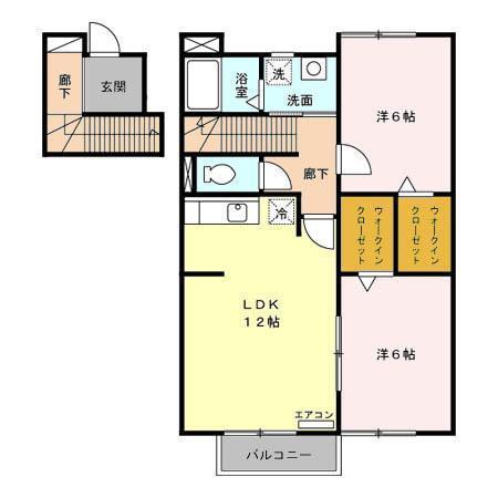 グレイタス川元A(2LDK/2階)の間取り写真
