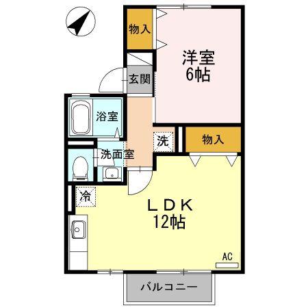 MKハイツII棟(1LDK/2階)の間取り写真