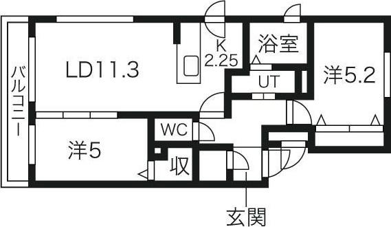 ラグナベルデ山の手(2LDK/3階)の間取り写真