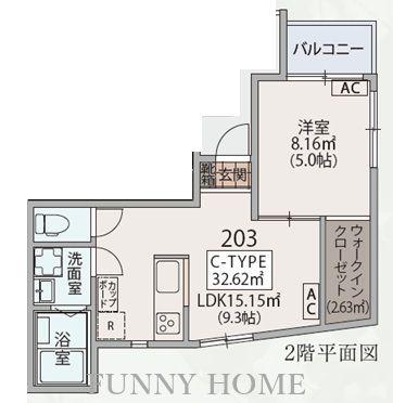 パルゼ経堂(1LDK/2階)の間取り写真