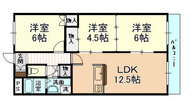 エクシードパレス(3LDK/7階)の間取り写真