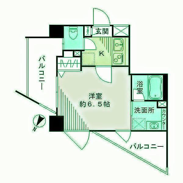 アジールコート品川(1K/5階)の間取り写真