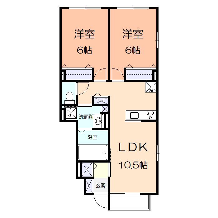 ルミエールあざみ野(2LDK/1階)の間取り写真