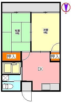 ハーモニー桜木I(2DK/1階)の間取り写真