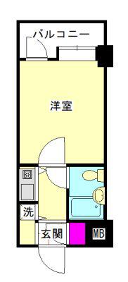 朝日プラザ博多V(1K/2階)の間取り写真