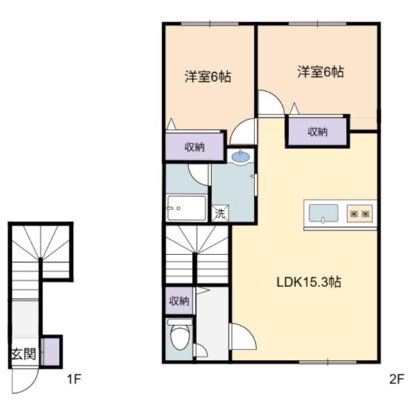 MY ROOM 203(2LDK/2階)の間取り写真
