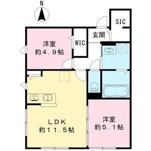 ユアメゾン 富松(2LDK/1階)の間取り写真