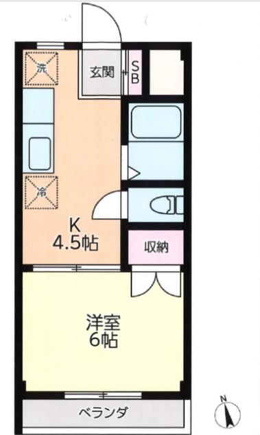 フラワーハイム(1K/2階)の間取り写真
