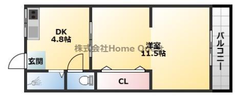 吉内ハイツ(1DK/2階)の間取り写真