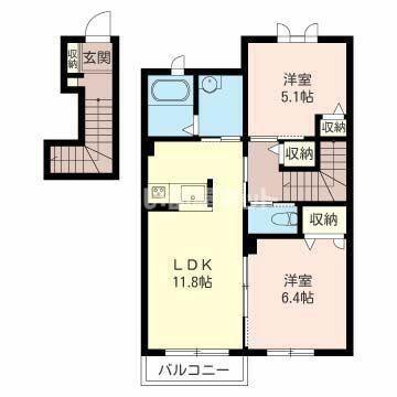 シェーンブルン・ツヴァイテ(2LDK/2階)の間取り写真