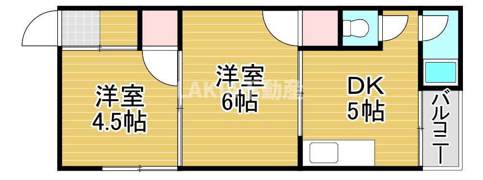第一源氏之荘(2DK/2階)の間取り写真