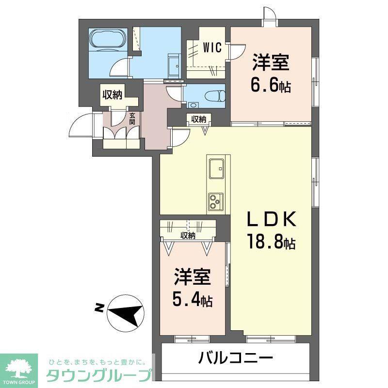 ホクレア分倍河原(2LDK/2階)の間取り写真