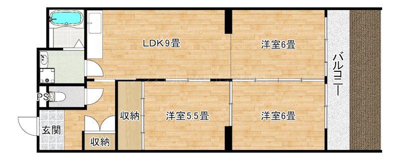 カーサ三国ヶ丘(3LDK/1階)の間取り写真