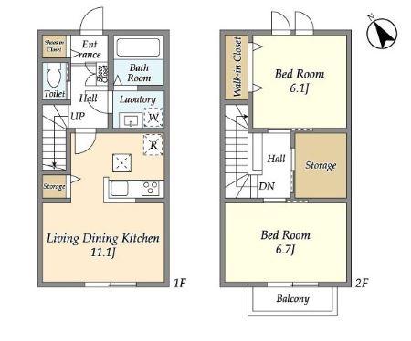 東急田園都市線 高津駅(神奈川) 徒歩4分 2階建 築1年(2LDK/1階)の間取り写真