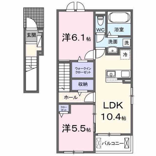 マリノ 大島(2LDK/2階)の間取り写真