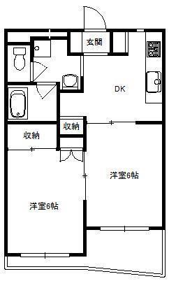 ノーブ平沼園(2DK/5階)の間取り写真