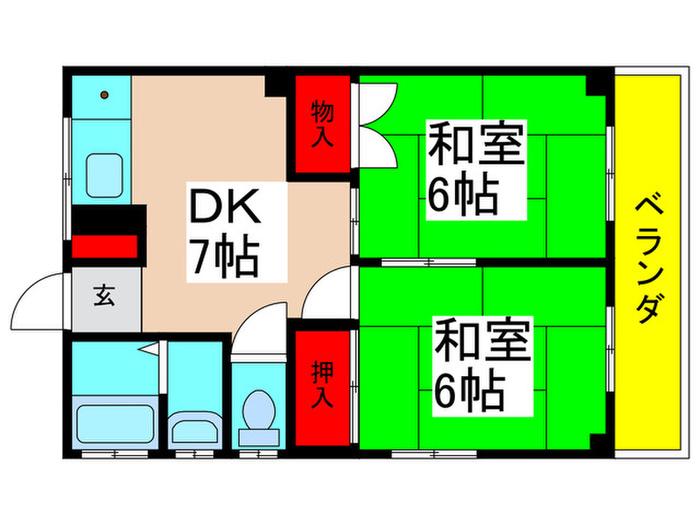 コーポナガセ(2DK/1階)の間取り写真