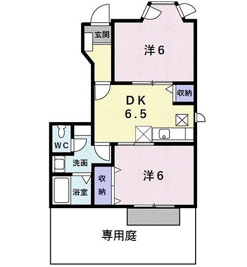 ペリプエストI番館(2DK/1階)の間取り写真