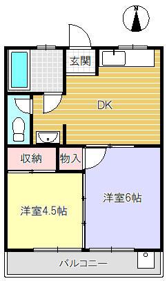 サラダイマンション(2DK/4階)の間取り写真