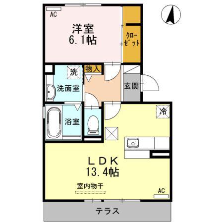 エスパシオA(1LDK/1階)の間取り写真
