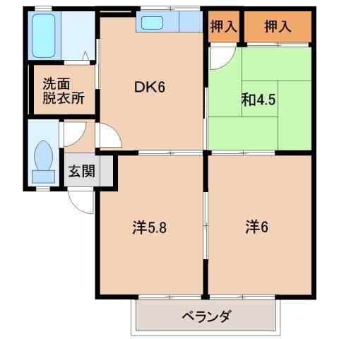 アペックスハイム(3DK/2階)の間取り写真