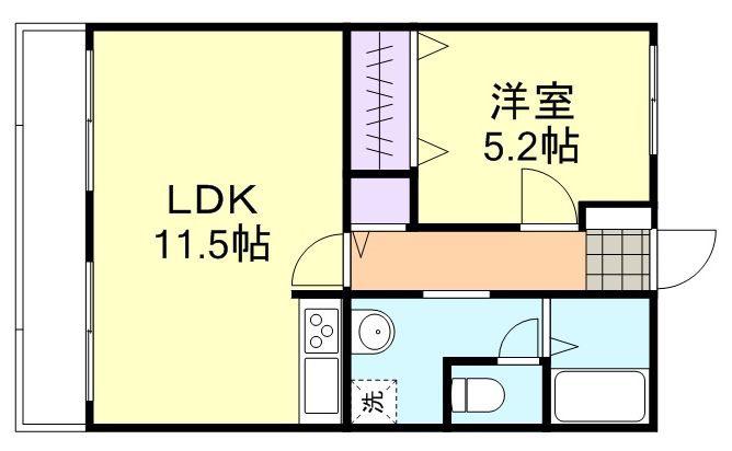 シティハイム吉岡B棟(1LDK/2階)の間取り写真